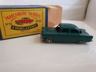 Matchbox 33a Ford Zodiac 1957 - Rare Dark Green With Box