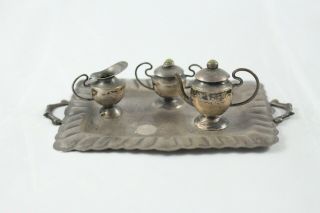 Antique Sterling Silver Miniature Tea Set With Tray