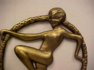 Rare Art Deco 1920 ' s Modernistic Nude Lady in Ring Metal Bookend - Frankart Era 2