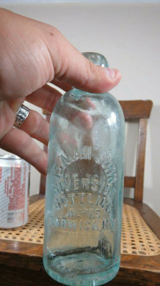 Antique Hutch Bottle Isaiah Bunn Riverside Bottling Warwick Ny 7