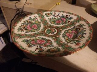 Early 19th Century Chinese Export Rose Medallion 9 3/4 " Plate Butterfly 