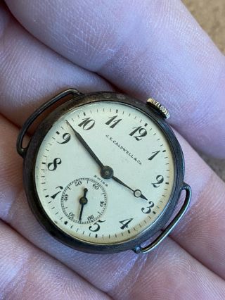 Rare Vintage J.  E.  Caldwell & Co.  Longines Silver Wire Lug Trench Drivers Watch