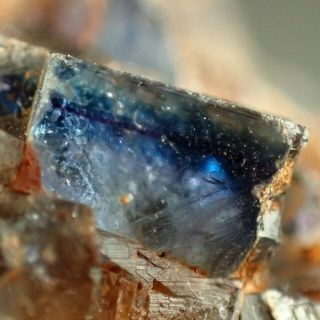 Fluorite Blue Zoned Crystal On Matrix Rare Locality Czech Republic