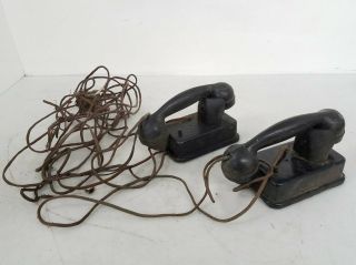 Antique Early 1900s S.  H.  Couch Bakelite Wall Telephones Pair Made In Usa