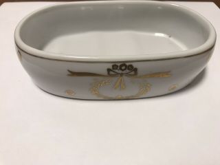 VINTAGE Ceramic BATHTUB - CERAMIC SOAP DISH w/ GOLD stand Unique.  RARE 3