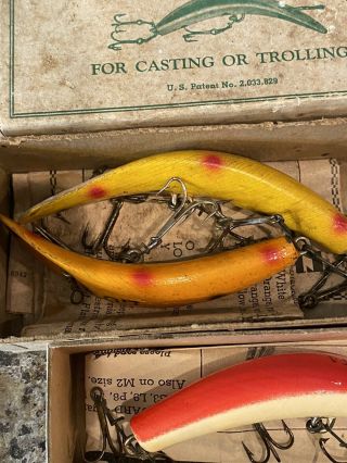 2 OLD COLLECTABLE BOXED VINTAGE FISHING LURES HELIN TACKLE FLATFISH 2