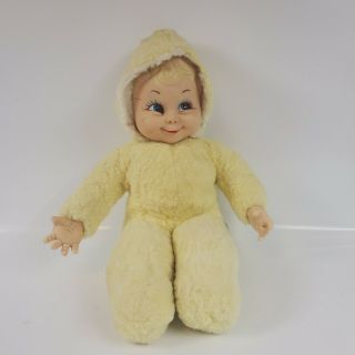 Vintage Rushton Rubber Face Furry Yellow Baby Doll