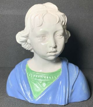 Carbone Italian Terra Cotta Young Boy Figurine Statue Bust Pottery Antique Rare