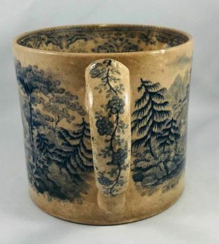 Rare Antique 19thC Soft Paste Blue Staffordshire Coffee Cann Transferware Mug NR 2