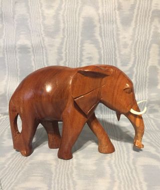 Vintage Rare Hand Carved Wooden Elephant