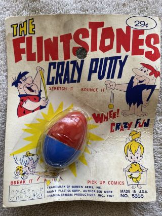 Rare Vintage 1967 Moc The Flintstones Crazy Putty Mosc Silly Putty