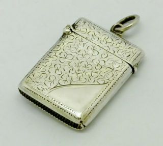 Rare Small Victorian Solid Sterling Silver Vesta Case Hm Chester 1900