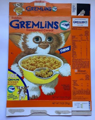 Rare 1984 Vintage Gremlins Cereal Box With Gizmo Ralston Foods Promo