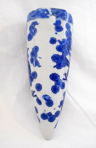 Antique Wall Pocket Vase RARE Ceramic Cobalt Blue Chinese Dragon Asian Unique 3