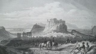 Athens Greece View Of City & Acropolis - 1863 Antique Print