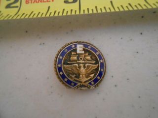 Rare " Sterling " Wwii Us Navy " E " Award Pin Worker World War 2 1940 