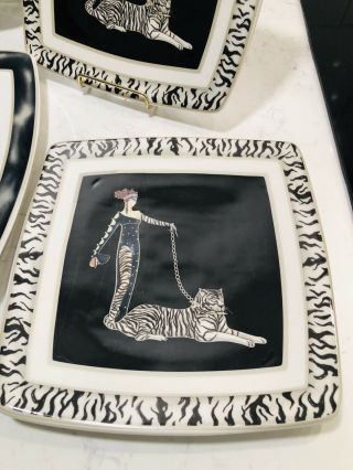 Italian Ceramics Company ICC Wild Cats Set 5 Italy Zebra Tiger Jaguar Lady rare 3