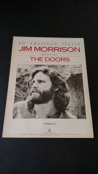 The Doors An American Prayer (1978) Very Rare Print Promo Poster Ad