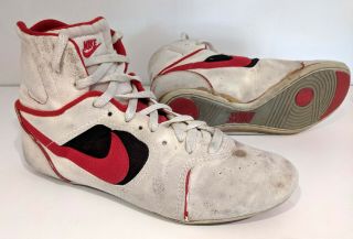 Very Rare Vintage 80s Nike Wrestling Shoes White,  Red,  Black Size Us 8
