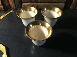 3 Antique Lenox Demitasse Ivory Gold Trim Porcelain Cup Insert Liners 2 1/4 "