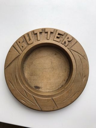 Vintage Carved Wood Butter Dish