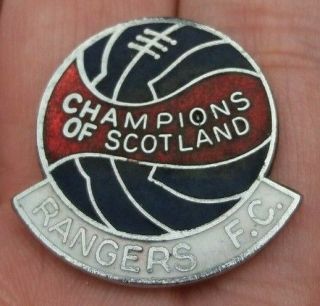 Rangers Fc Champions Of Scotland Vintage 1970s Pin Badge Rare Vgc