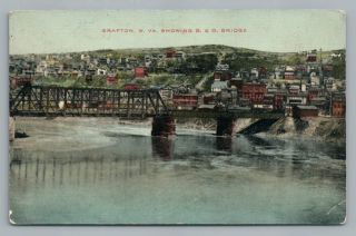 B&o Railroad Bridge Grafton West Virginia Antique Postcard 1914