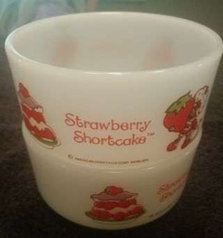 Strawberry Shortcake 2 Vintage Fire King Anchor Hocking White Cereal Bowls 1980