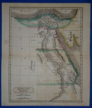 Antique 1838 Hand Colored Map Of Ancient Egypt - Aegyptus Butler 