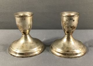 Pair Unbranded 3.  5” Weighted Sterling Candle Holders