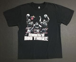 Miami Heat Lebron James Dwyane Wade & Bosh Big 3 Shirt Adidas Sz Large “RARE” 2