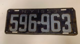 Authentic 1923 York Car License Plate Antique Metal,  16” By 6”