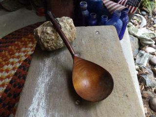 Old Primitive Antique Hand Carved Wood Serving Spoon