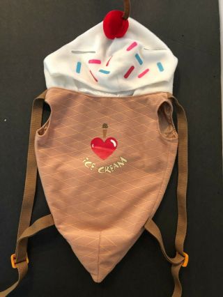 Build A Bear I Love Ice Cream Cone Carrier Heart Rare Backpack Teddy Retired