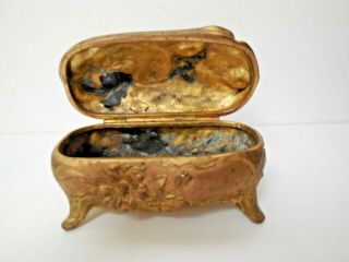 Antique Daisy Art Nouveau Deco Gilt Metal Jewelry Casket Box JB 2