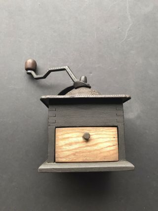 Antique Coffee Grinder The Strobridge Patent Mill Wood Case Cast Iron