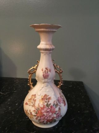 Antique Royal Rudolstadt Handpainted Floral Matte German Porcelain Vase 10 "