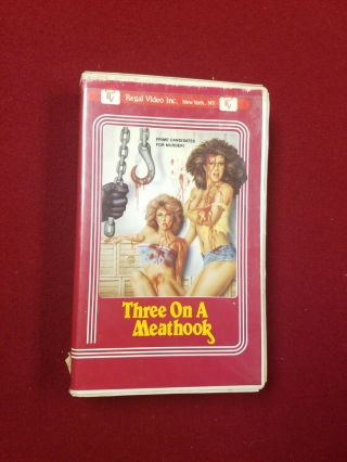 Three On A Meathook Vhs Tape Clamshell Rare Classic 70s Horror Texas Chainsaw