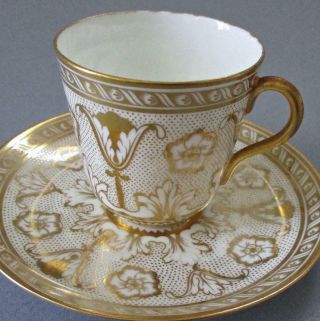 Antique C1880 Brown - Westhead Moore Porcelain Demitasse Cup,  Saucer Ornate Gilt