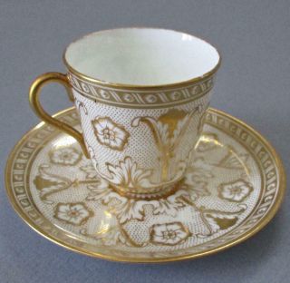 Antique c1880 Brown - Westhead Moore Porcelain Demitasse Cup,  Saucer Ornate GILT 2