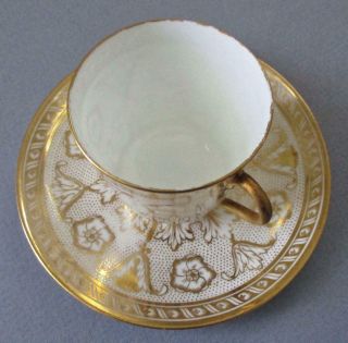 Antique c1880 Brown - Westhead Moore Porcelain Demitasse Cup,  Saucer Ornate GILT 3