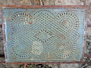 Primitive Pie Safe Punched Tin Panel,  10 X 14,  Old Robin 