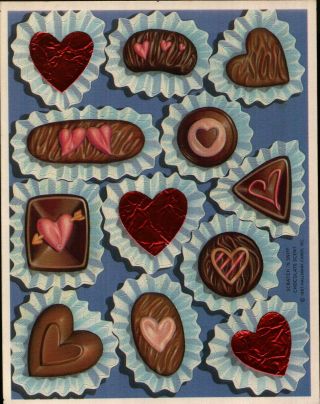 Rare Vintage Sheet Hallmark Scratch & Sniff Stickers Chocolate Candy Valentine
