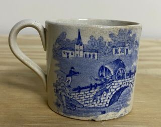 Antique Staffordshire? transfer ware Pearlware Childs Mug Inappropriate 2