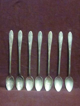 7 Silverplate National Silver Co.  King Edward Ice Tea Spoons 7 1/2 " Nm