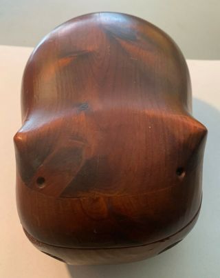 Mcm Deborah D.  Bump Handmade Wood " Hippo " Trinket Box Patina