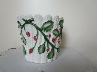Tiffany & Co Planter Berries White Fluted Ceramic Italy Hand Painted Rare Vtg 2