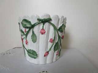 Tiffany & Co Planter Berries White Fluted Ceramic Italy Hand Painted Rare Vtg 3