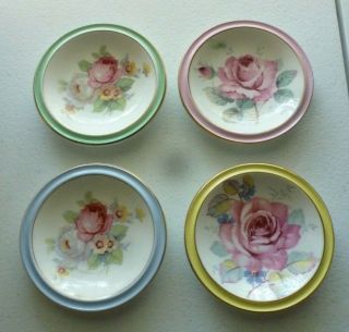4 Different Paragon Floral Butter Pats,  This Set Is Quite Rare,  Stunning