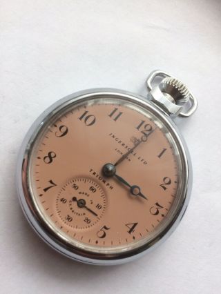 Ingersoll Ltd London Triumph Pocket Watch Extremely Rare Model Salmon Dial
